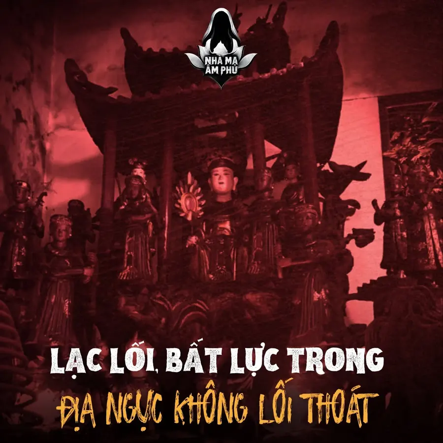 Điện thờ tượng cổ trong ánh đỏ